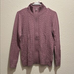Talbots Mauve Cable Knit Cardigan